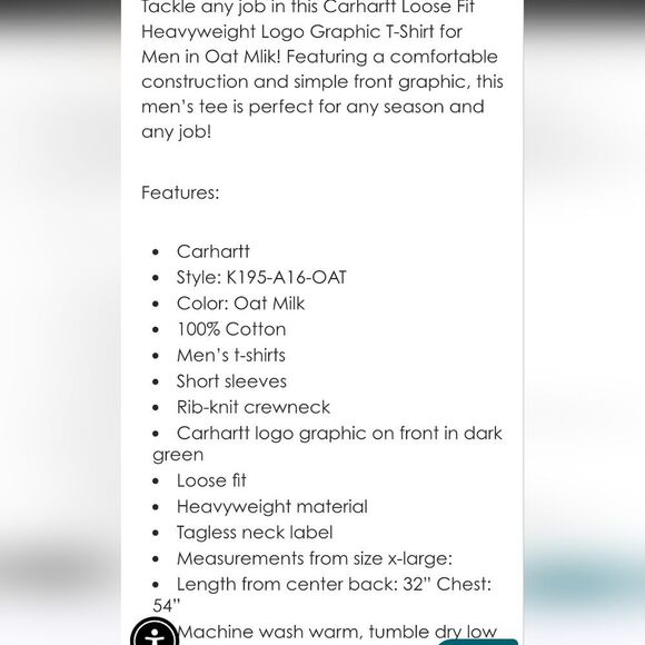 Carhartt Loose Fit Heavyweight Logo Graphic S/S T-Shirt- Oat Milk - Picture 4 of 6